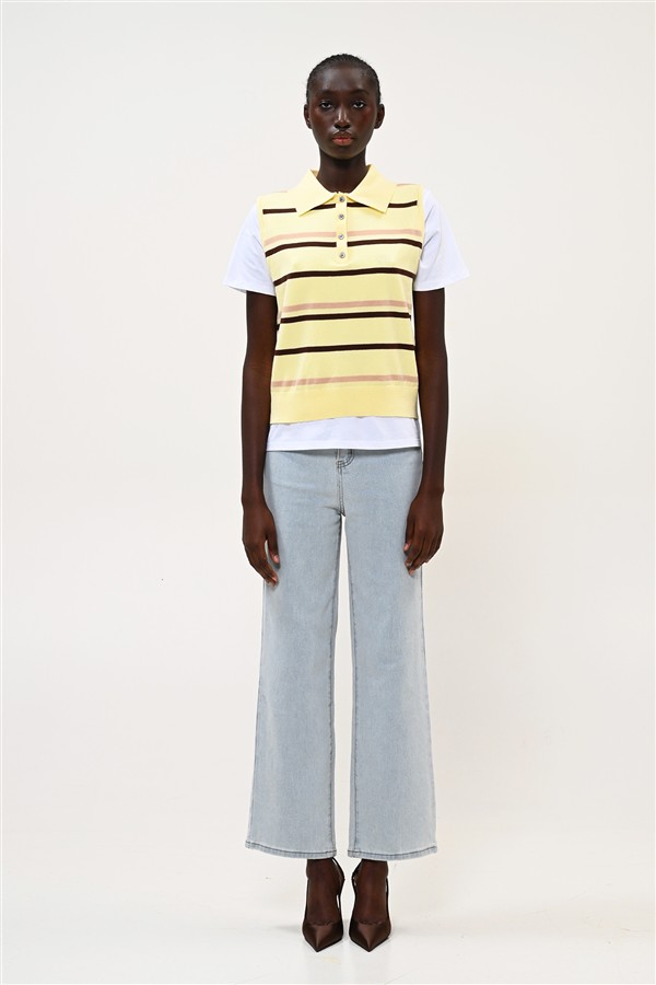 BOOM 036 POLO VEST STRIPES YELLOW
